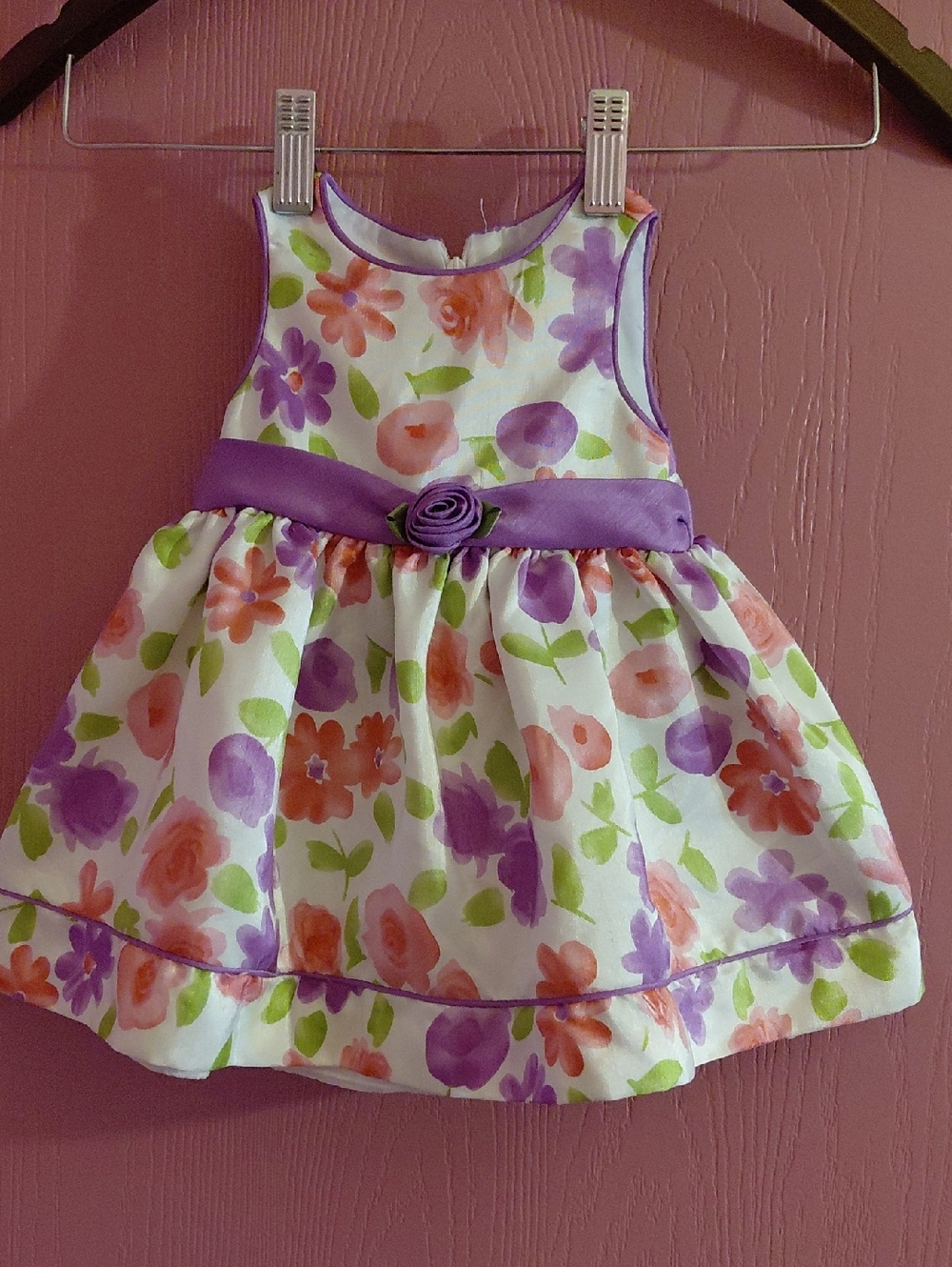 NWOT American Princess White Floral Dress with Purple Sash